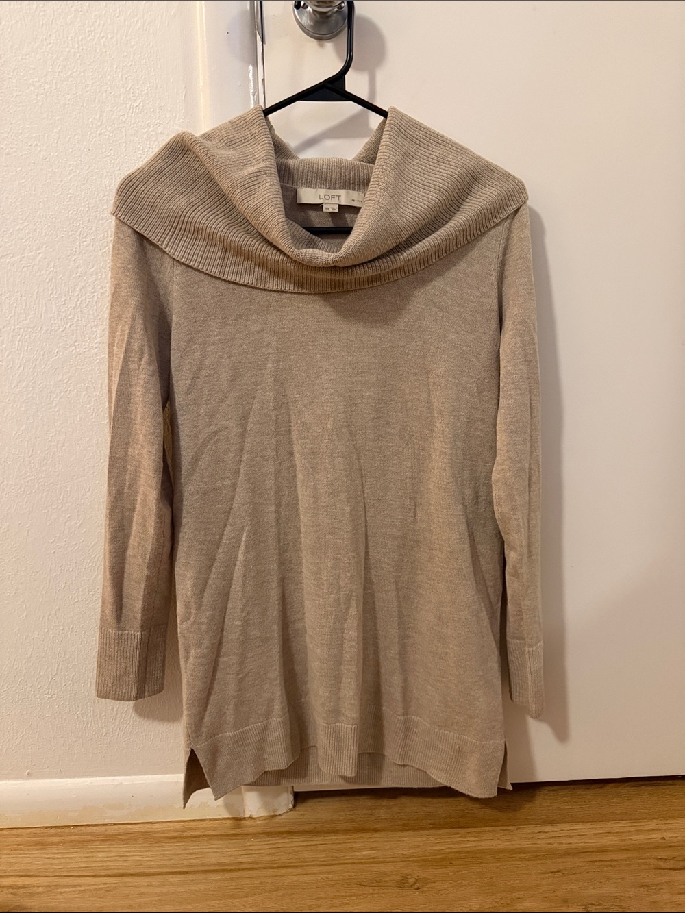 LOFT Beige Cowl Neck Tunic Sweater